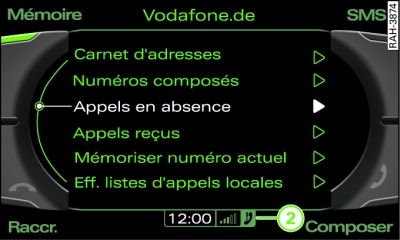 Sélection d'un numéro de téléphone à partir d'une liste